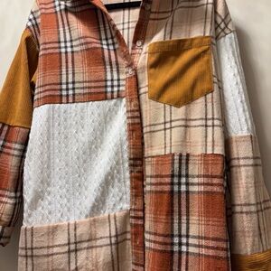 Feminine Plaid Patchwork Button-Up Shirt